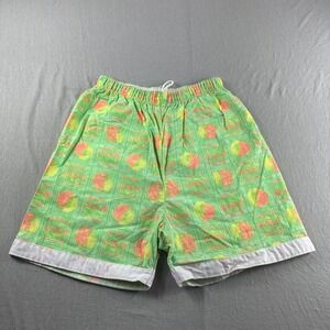 Vintage Special Effects Shorts Mens L Green Geometric Drawstring 90s Unlined AOP